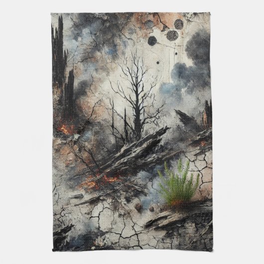Wildfire Aftermathe Artistic Kitchen Handtuch (Vertikal)