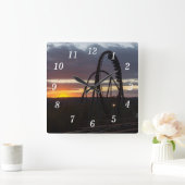 Wildfire Sunset Wall Clock Quadratische Wanduhr (Zuhause)