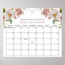 Wildfloral Baby Shower Ratings Due Date Calendar P Poster