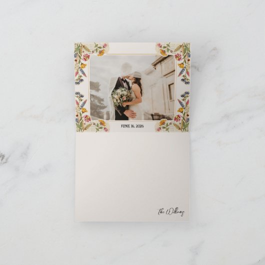 WildFlowe Garden Vintage Wedding Dankeskarte (Innenseite)