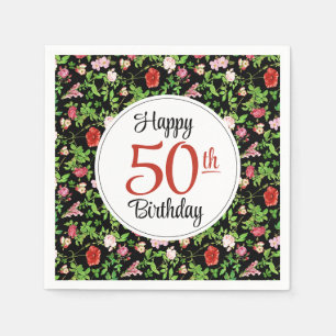 Wildflower 50. Geburtstag Serviette