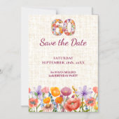 Wildflower 60. Geburtstag Save-the-Date Magneteinladung (Vorderseite)