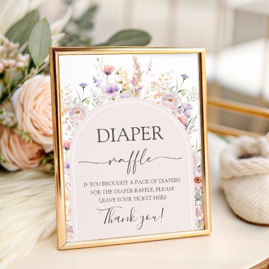 Wildflower 8x10 Diaper Raffle Table Sign Sockelschild