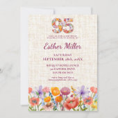 Wildflower 95th Birthday Party - Floral Number Einladung (Vorderseite)