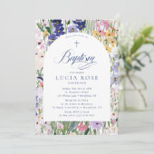 Wildflower Arch Baptism Invitation Einladung (Stehend Vorderseite)