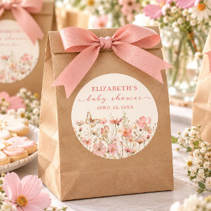 Wildflower-Baby-in-Bloom-Mädchen-Baby-Party Runder Aufkleber