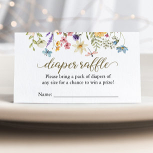 Wildflower Baby In Bloom Windel-Raffle Baby Shower Begleitkarte