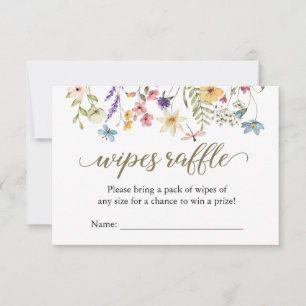 Wildflower-Baby-in-Bloom-Wischtücher-Raffle-Karte Einladung