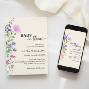 Wildflower-Baby in Blüte Baby Shower Einladung