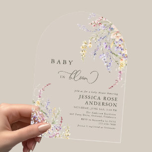 Wildflower-Baby-In-Blüte-Baby-Shower-Tor Acryleinladungen