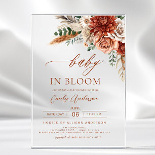 Wildflower-Baby in Blüte Herbst-Baby-Shower Acryleinladungen