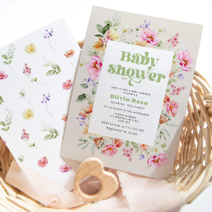 Wildflower-Baby-Mädchen-Party Einladung