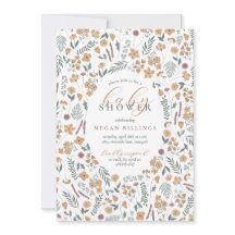Wildflower-Baby-Party-Einladung - Hellorange