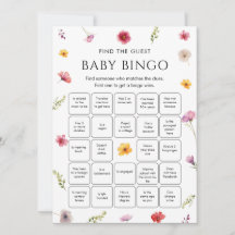 Wildflower-Baby-Party Find the Guest Bingo-Spiel