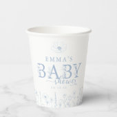 Wildflower Baby Shower | Blue Floral Paper Cup Pappbecher (Rückseite)