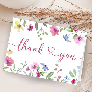 Wildflower-Baby-Shower-Blumen gefaltete Dankeskart Dankeskarte