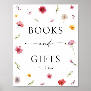 Wildflower-Baby-Shower-Bücher und Geschenke Poster
