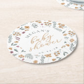 Wildflower Baby Shower Coasters - Orange Runder Pappuntersetzer (Angewinkelt)