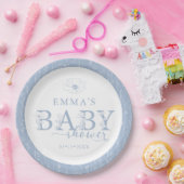 Wildflower Baby Shower | Dusty Blue Floral Plate Pappteller (Party)