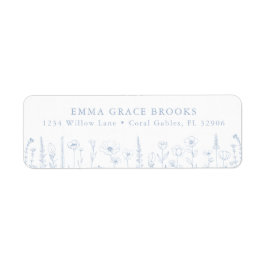 Wildflower Baby Shower Dusty Blue Return Address