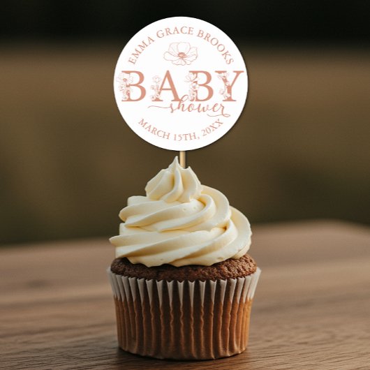 Wildflower Baby Shower Editable Runder Aufkleber