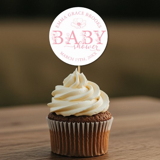 Wildflower Baby Shower Favor Sticker Editable Name