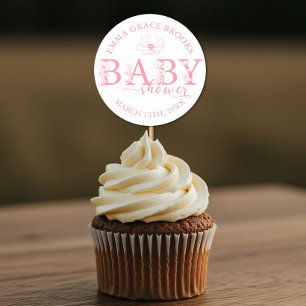 Wildflower-Baby-Shower-Geschenkaufkleber Editierba Runder Aufkleber