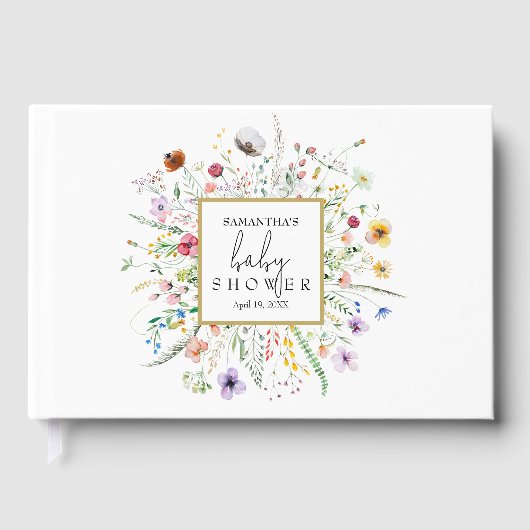 Wildflower Baby Shower Guest Book Gästebuch (Vorderseite)