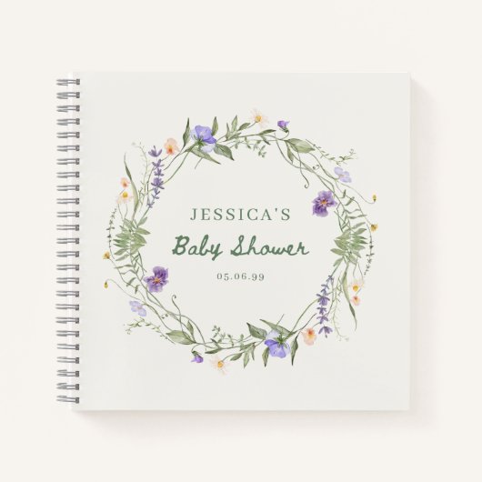 Wildflower Baby Shower Guest Book Notizblock (Vorderseite)