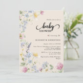 Wildflower Baby Shower Invitation Einladung (Stehend Vorderseite)