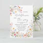 Wildflower Baby Shower Invitation Girl Einladung (Stehend Vorderseite)