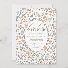 wildflower baby shower invitation - light orange einladung