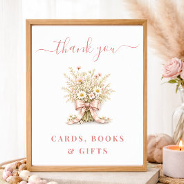 Wildflower-Baby-Shower-Karten, Bücher und Geschenk Poster