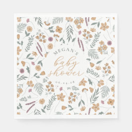 Wildflower Baby Shower Napkins - Orange Serviette