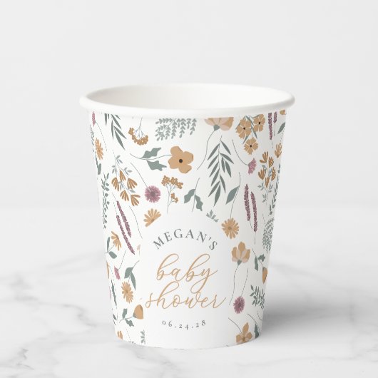 Wildflower Baby Shower Paper Cups - Orange Pappbecher (Vorderseite)