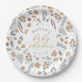Wildflower Baby Shower Paper Plates - Orange Pappteller