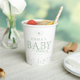Wildflower Baby Shower | Sage Green Floral  Pappbecher