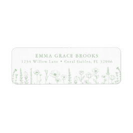 Wildflower Baby Shower Sage Green Return Address