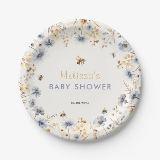 Wildflower Baby Shower Spring  Pappteller (Vorderseite)