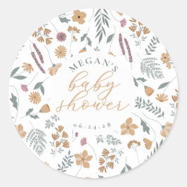 Wildflower Baby Shower Sticker - Orange