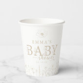 Wildflower Baby Shower | Taupe Floral Paper Cup Pappbecher (Rückseite)