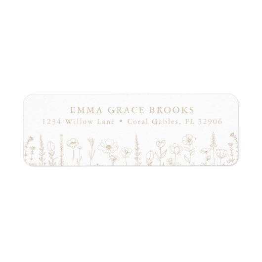 Wildflower Baby Shower Taupe Return Address (Vorne)