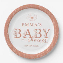 Wildflower Baby Shower | Terracotta Floral Plate Pappteller