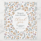 Wildflower Baby Shower Wine Bottle Label - Orange Weinetikett (Einzelnes Label)