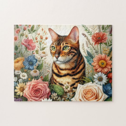 Wildflower Bengal Cat Puzzle (Horizontal)