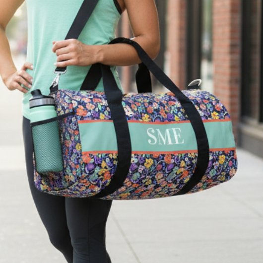 Wildflower Birthday Gift Mint Floral Garden Duffle Bag