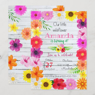 Wildflower Birthday Invitation, Flower Invite, Einladung