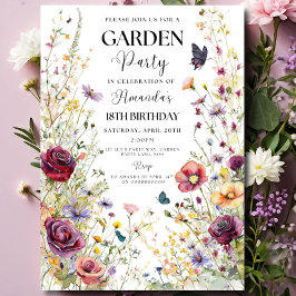 Wildflower Birthday Invitation Garden Party Invite Einladung