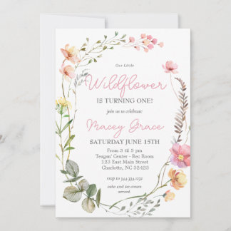 Wildflower Birthday invitation, Little Wildflower Einladung