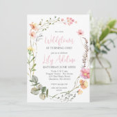 Wildflower Birthday invitation, Little Wildflower Einladung (Stehend Vorderseite)